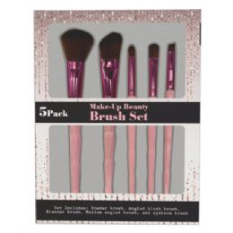 24 Bulk 5 Piece Rose Gold Makeup Brush Set