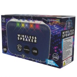 6 Bulk Blue Wireless Portable Led Color Changing Speaker With Lanyard Handle