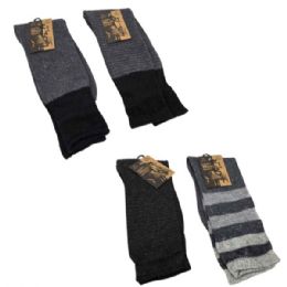 24 Bulk Lambs Wool Crew Socks In Assorted Designs And Colors In Size 10-13