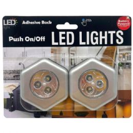24 Bulk Hexagon Puck Light Stick On Led Push Light Night Battery Operated