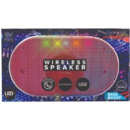6 Bulk Red Wireless Portable Led Color Changing Speaker With Lanyard Handle
