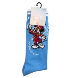 30 Bulk Blue Mickey Mouse Men's Crew Socks In Size 10-13