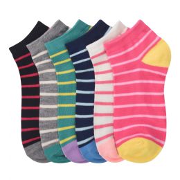 432 Bulk Girls Printed Spak Spandex Ankle Socks Size 9-11