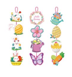 48 Bulk Easter Spring Hanging Glittered Deco 14 Inch
