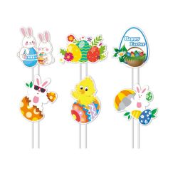 10 Bulk 6ct Set Easter Yard Sign 13 inch Wood Stick