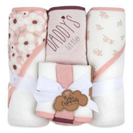 24 Bulk 6-Pc. Baby Bath Set W/ Hooded Towel & Wash Cloths - Daddy's Little Sweetie
