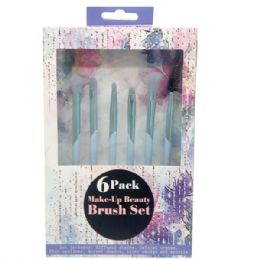 12 Bulk 6 Piece Blue Eye Makeup Brush Set