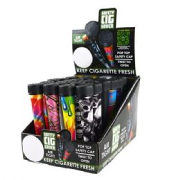 48 Bulk Safety Pop Top Cig Saver Tube In Assorted Designs In Pdq Display