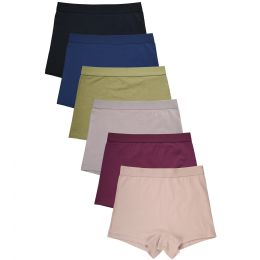 288 Bulk Mamia Ladies Wide Band Cotton Boyshorts Panty
