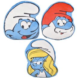 24 Bulk (vp) 16 inch Smurf Head Pillows 3 Asst