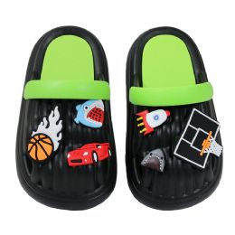 15 Bulk Little Boy's Charm Clog Black&green