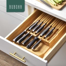 6 Bulk 12 Slots Bamboo Knife Organizer (knives Not Included)