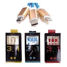 48 Bulk 5 Ft 3 In 1 Cable (type C, Micro Usb & Lightning)