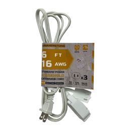120 Bulk 6 Ft White Extension Cord 16awg Etl