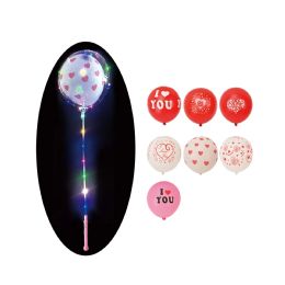 72 Bulk Led Bobo Balloon With 12 inch Print Balloon Mixed Design