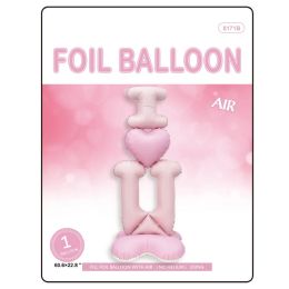 24 Bulk Valentine Standing Foil Balloon I Love U