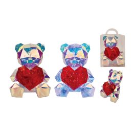 8 Bulk Acrylic Bear W/ Heart - Led 16 X 19 X 25 cm