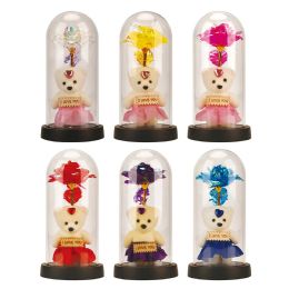 60 Bulk Led Flower & Bear With Plastic Dome 21 X 11 cm