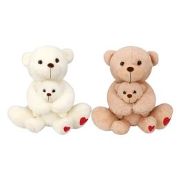 24 Bulk 12 inch Bear Mom + Baby - Ivory, Light Brown Assorted