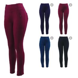 12 Bulk Womens Leggings Solid Deep Colors