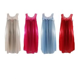 48 Bulk Womens Laced Collar Night Gown Asst M - 2xl