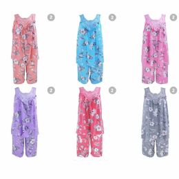 24 Bulk Womens Sleeveless Floral Print Pajama