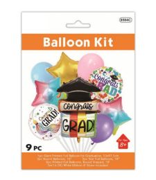 24 Bulk 9pc Graduation Balloon Kit Multicolor