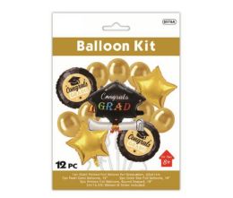 24 Bulk 12pc Graduation Balloon Kit Gold