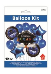 24 Bulk 12pc Graduation Balloon Kit Blue