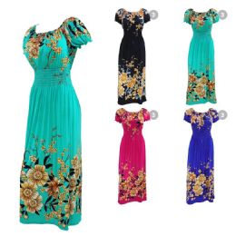 12 Bulk Womens Gartered Waist Floral Dress Size Assorted
