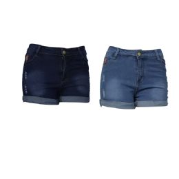 3 Bulk Womens Denim Shorts Folded Hem