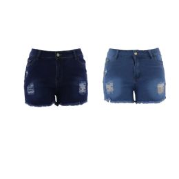 3 Bulk Womens Ripped Denim Shorts
