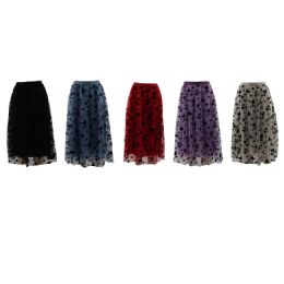 3 Bulk Women Butterfly Patterned A-Line Skirt With Lining