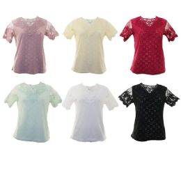 3 Bulk Womens Tops Laced Sleeve