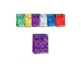 72 Bulk Large Holographic Gift Bag In Assorted Colors