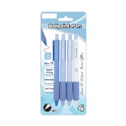 48 Bulk Retractable Blue Ink Ballpen 1.0mm 4ct