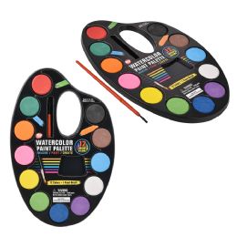 72 Bulk 12 Color Water Paint Palette 9.5 inch