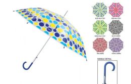24 Bulk Weather Zone 46" Arc Automatic Folding Fashion Stick Clear Dome Umbrellas
