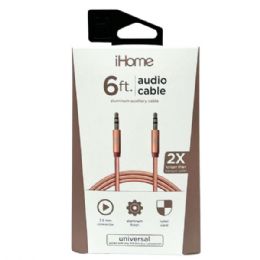 24 Bulk Ihome 6 Foot Braided Audio Aux Cable In Rose Gold