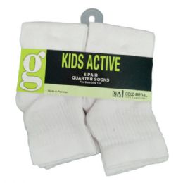 10 Bulk Gold Medal 6 Kids White NoN-Cushion Ankle Socks Size 8-9