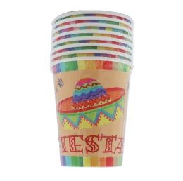 12 Bulk Fiesta Party Paper Cup 8ct 9oz