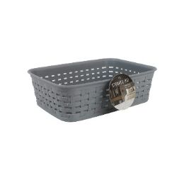 24 Bulk Bh Gray Plastic Basket 8x5.5x2.4in