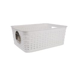 24 Bulk Bh White Plastic Basket 10x7.5x4in