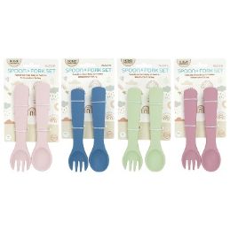 48 Bulk Bonita Home Silicone Baby Spoon&fork Set 5.6in