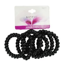 144 Bulk Bc Spiral Black Hair Ties 6ct
