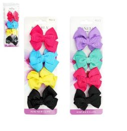 144 Bulk Bc Hair Clip Bow Asst Colors 4ct