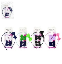 144 Bulk Bc Hair Band & Pin Ribbon 5pc Set Asst