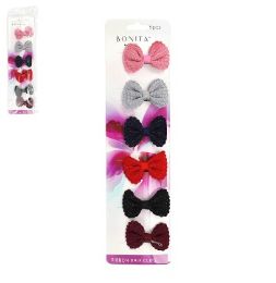 144 Bulk Bc Hair Clip Ribbon Asst Colors 6ct