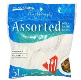 96 Bulk Bh Plastic White Cutlery Combo 51ct