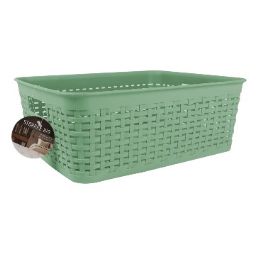 24 Bulk Bh Mint Plastic Basket 12.2x9.3x4.5in